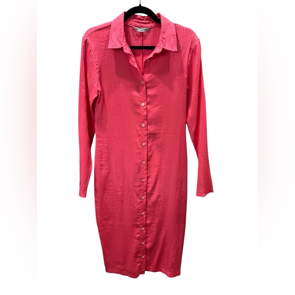 Amanda Uprichard Button Down Phillips Dress in Bright Pink Size S